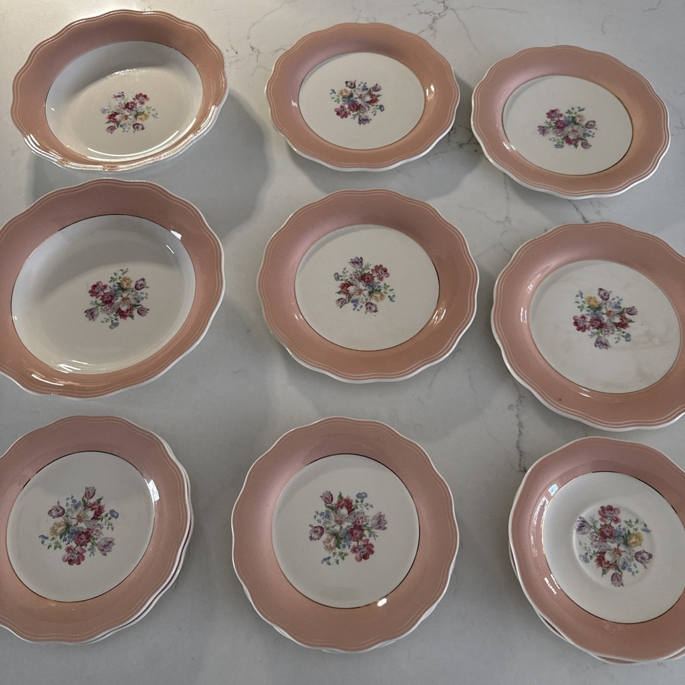 Set Of 12 Vintage French Saxon China Co Demitasse Plates‎ Varies Sizes